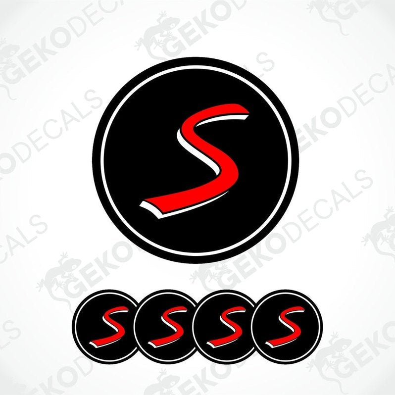 Set of four black and red vinyl decals with the text 'COOPERS' suitable for MINI COOPER S vehicles.