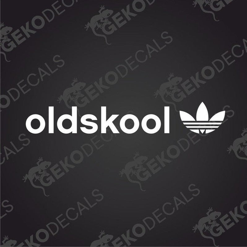 White Adidas Oldskool die cut car decal with trefoil logo on transfer paper
