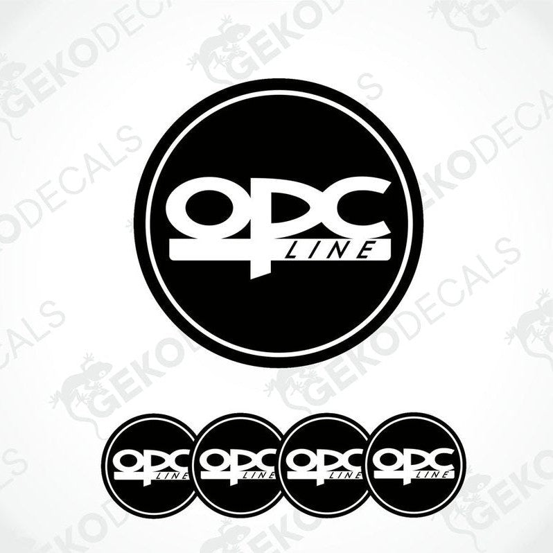 A set of four black vinyl decals with the OPEL OPC line logo in white.