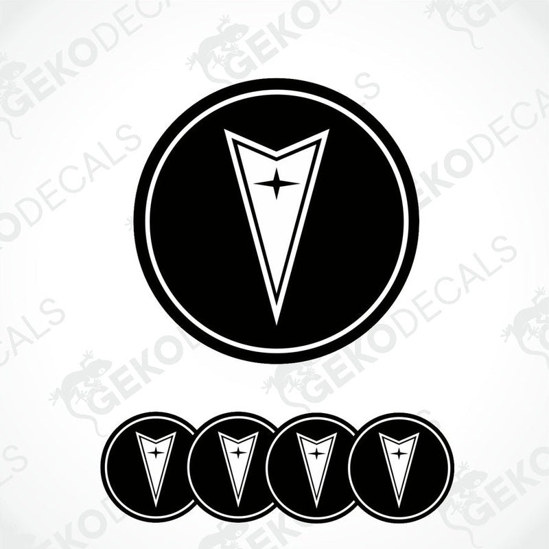 A set of four vinyl decals with a polyurethane coating featuring the PONTIAC logo.