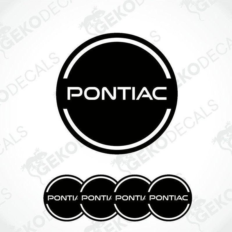 A set of vinyl decals with polyurethane coating, designed for a car, with the brand name 'PONTIAC' displayed prominently in the center.