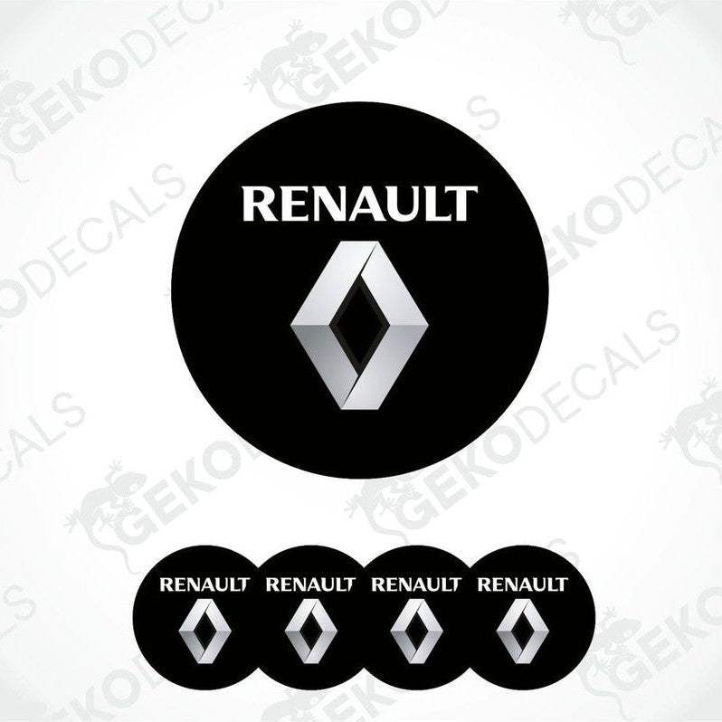 A set of four black vinyl decals with the RENAULT logo in silver.