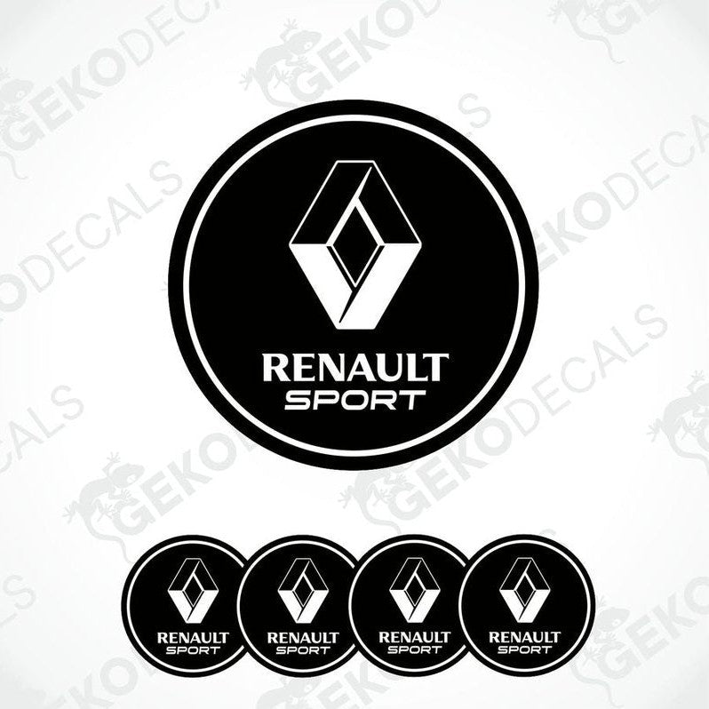A set of four black vinyl stickers with the RENAULT SPORT logo in white.