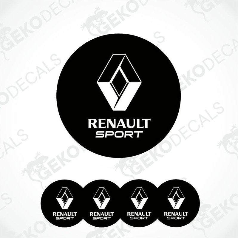 A set of four black vinyl stickers with the RENAULT SPORT logo on them.