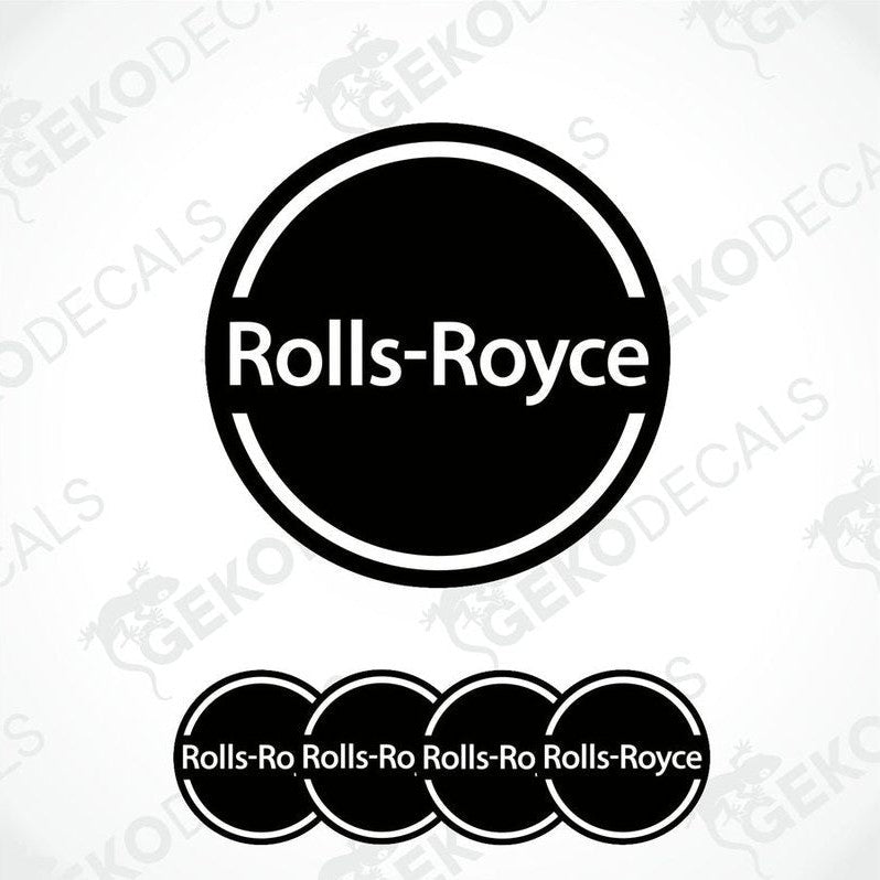 Set of vinyl decals with 'Rolls-Royce' branding, including four dome-shaped stickers.