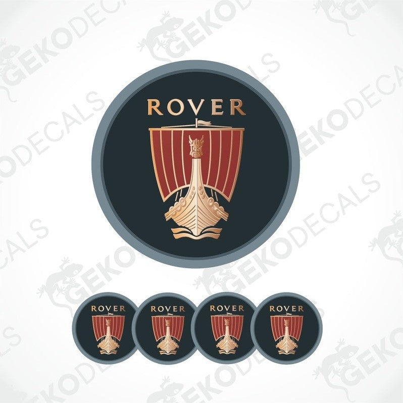 Set of four grey vinyl decals with the word 'ROVER'