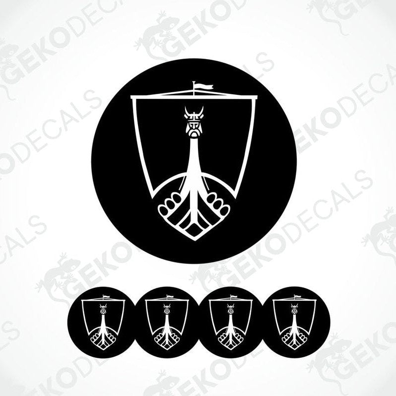 Set of four black vinyl decals with the word 'ROVER' printed in white, arranged in a specific pattern.