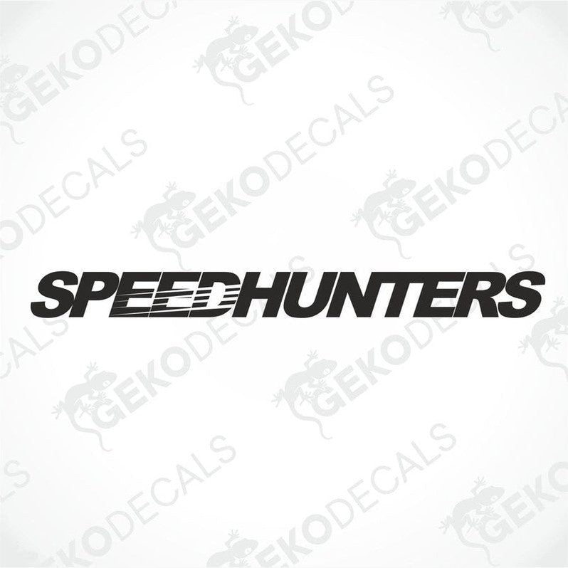 Black car windshield sticker with cut-out text SPEEDHUNTERS
