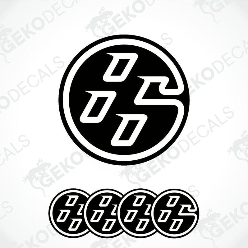 A set of four black vinyl stickers with the TOYOTA 66 logo, designed for use on car wheels or caps.