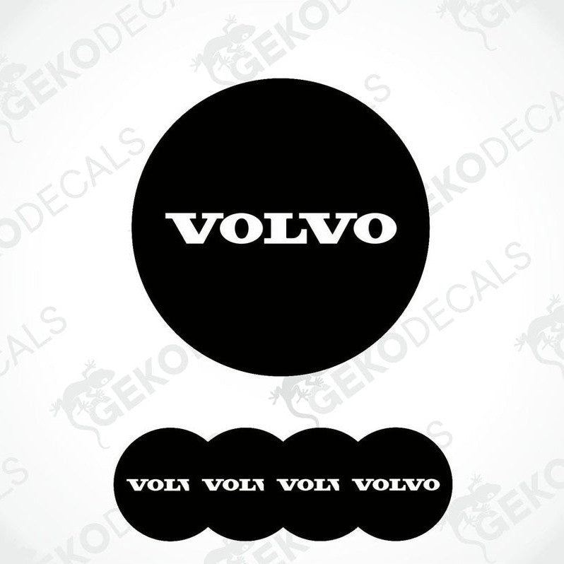 A set of black vinyl decals with the 'VOLVO' brand logo, intended for use as car stickers.