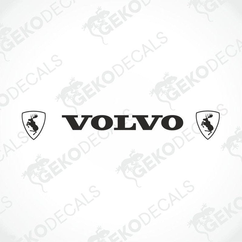 Volvo black car windshield sticker with cut out text VOLVO and MOOSE LOGO