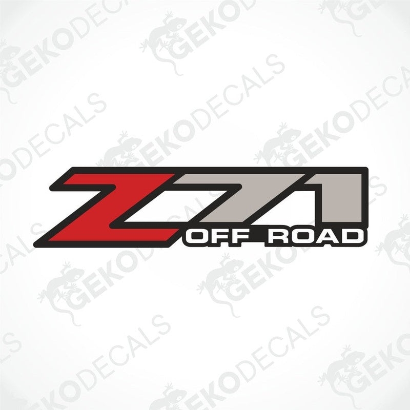 Z71 OFF ROAD die-cut car decal with red white and gray split lettering on black background