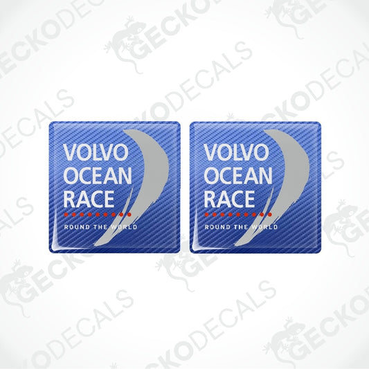 Two identical Volvo Ocean Race round-the-world decal stickers on a light gray background with diagonal watermarks.