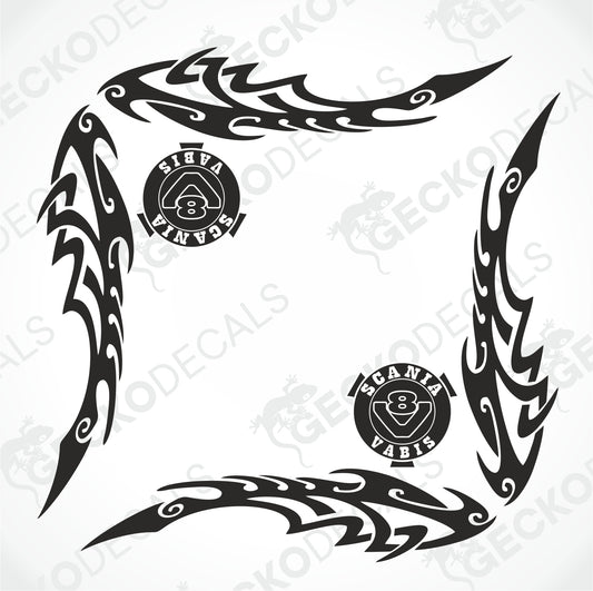 SCANIA VABIS V8 TRIBAL SIDE WINDOW DECALS