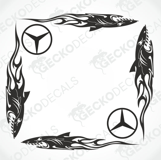 MERCEDES-BENZ SHARK TRIBAL SIDE WINDOW DECALS