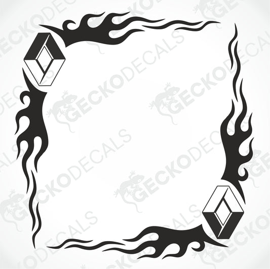 RENAULT FLAMES SIDE WINDOW DECALS