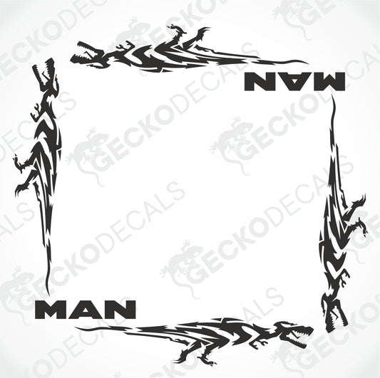 MAN DINOSAUR TRIBAL SIDE WINDOW DECALS