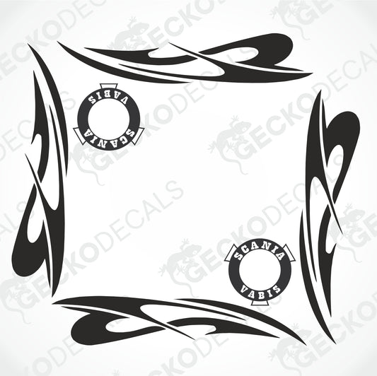 SCANIA VABIS V8 TRIBAL SIDE WINDOW DECALS