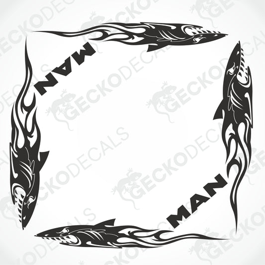 MAN SHARK TRIBAL SIDE WINDOW DECALS