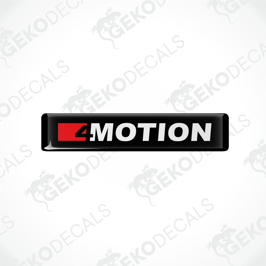 Black vinyl stickers with the text '4 MOTION'  in white and red colors.