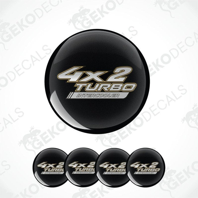 Black decal with '4x2 Turbo Intercooler' text on a white background