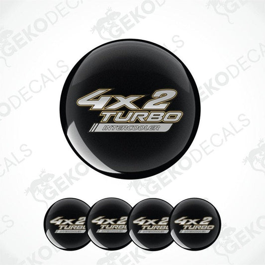 Black decal with '4x2 Turbo Intercooler' text on a white background