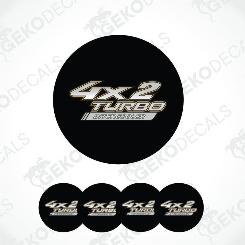 Black decal with '4x2 Turbo Intercooler' text on a white background