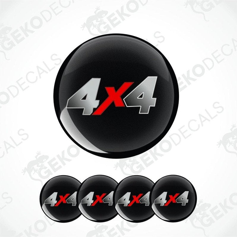 Set of black '4x4' decals with red accents on a white background.