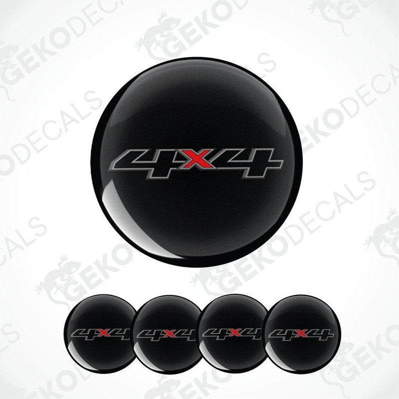 Set of black 4x4 wheel decal stickers on a white background with 'Gekodecals' branding.