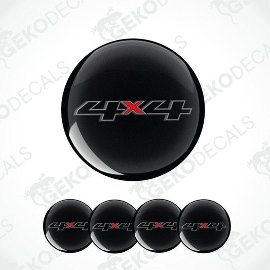 Set of black 4x4 wheel decal stickers on a white background with 'Gekodecals' branding.