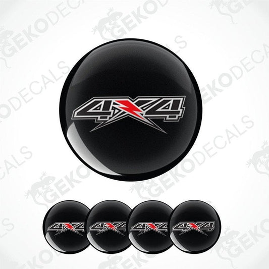 Black 4x4 logo decal with red and white design on a white background