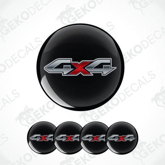 Black 4x4 logo decal with red and silver accents on a white background.