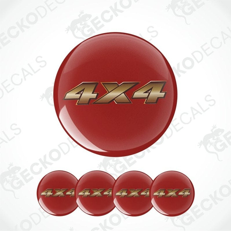 Red and gold 4x4 decal on a white background