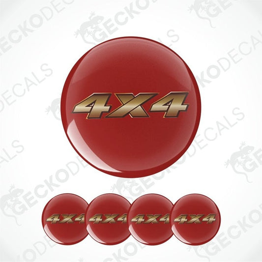 Red and gold 4x4 decal on a white background