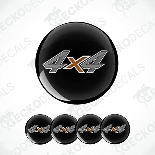 Black wheel cover with '4x4' logo on a white background