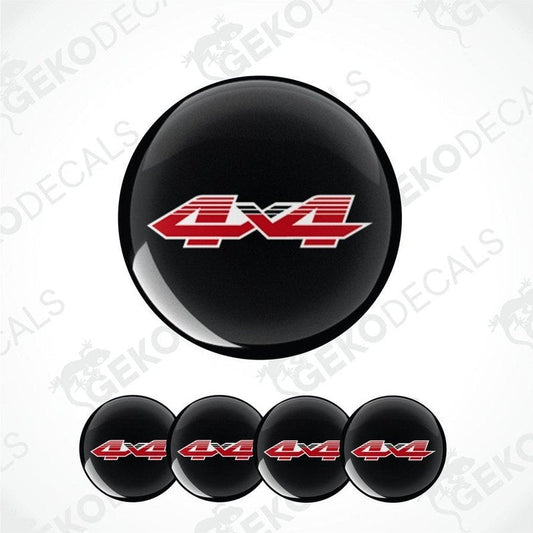 Black 4x4 logo decal with red text on a white background