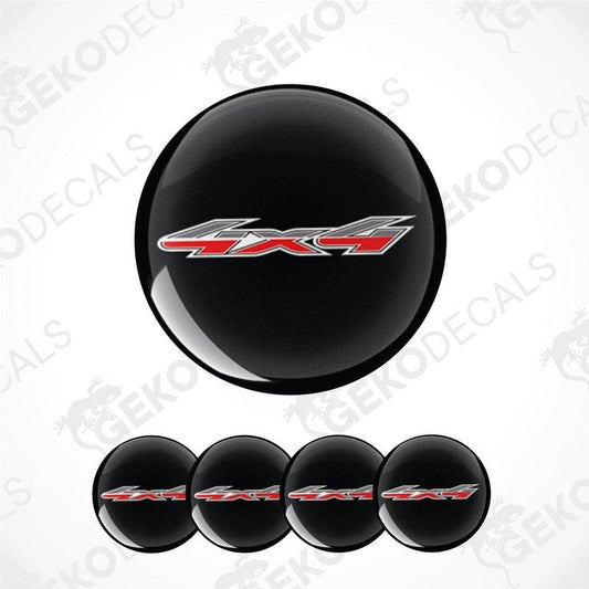 Black wheel cover with '4X4' logo on a white background