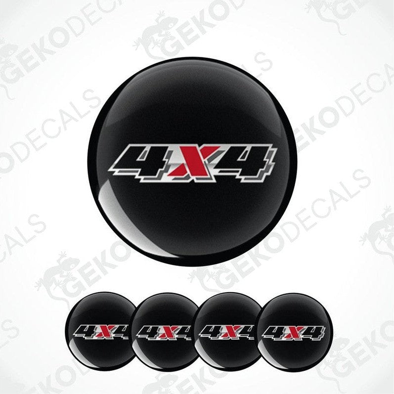 Set of black '4x4' wheel rim stickers on a white background with 'Gekodecals' branding.