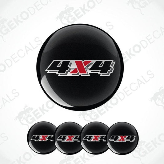 Set of black '4x4' wheel rim stickers on a white background with 'Gekodecals' branding.