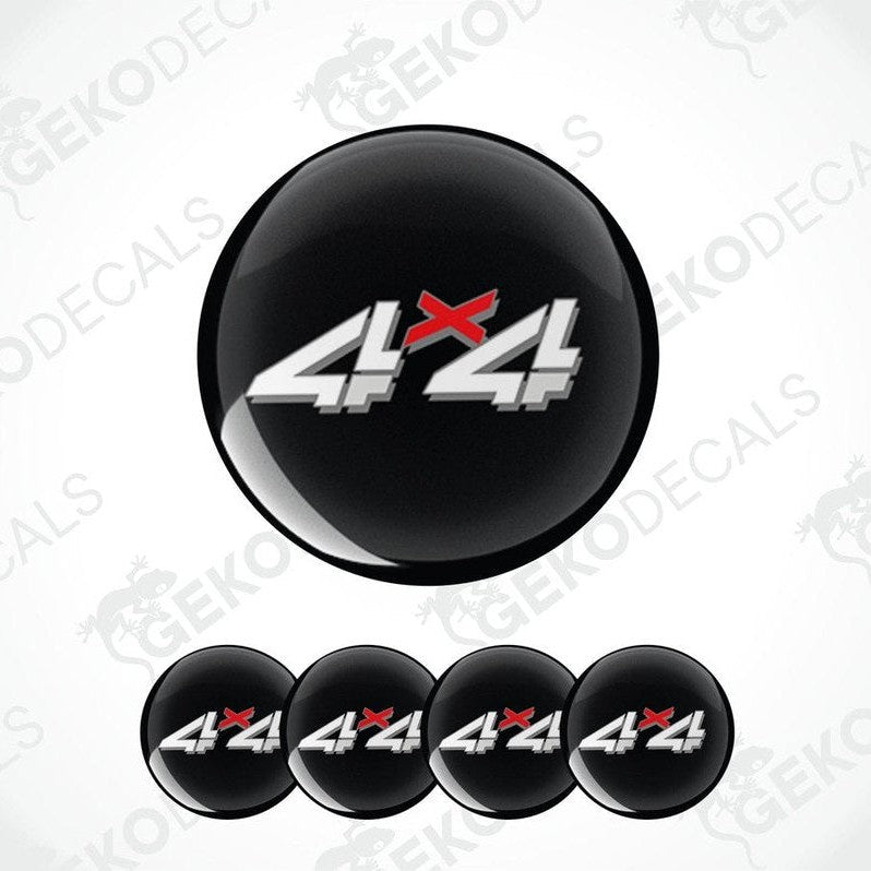 Black 4x4 decal with red cross on a white background
