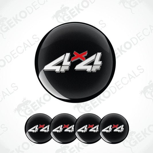 Black 4x4 decal with red cross on a white background