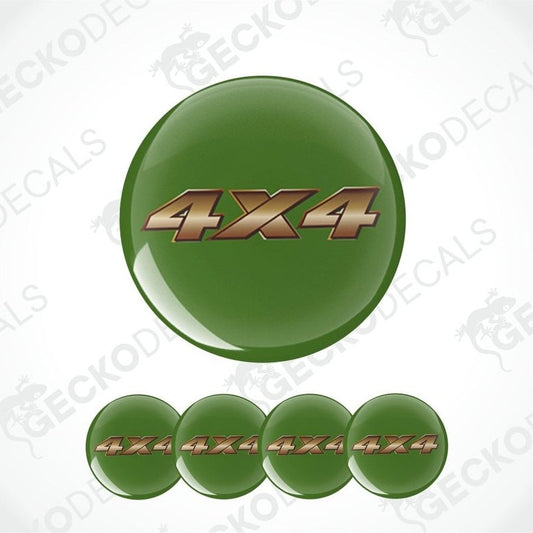 Green 4x4 decals with gold text on a white background