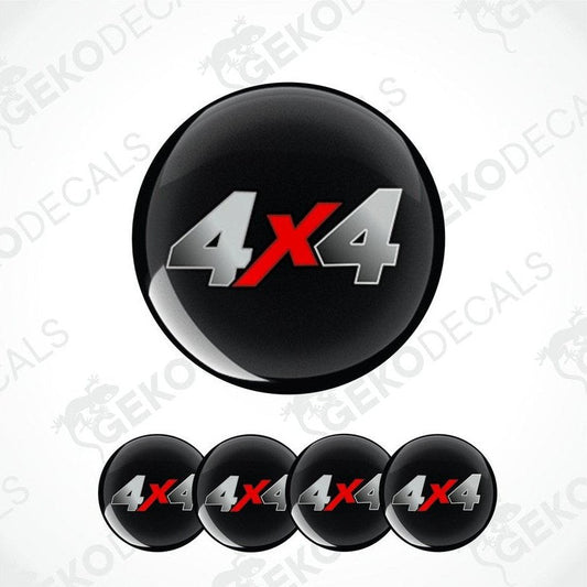 Set of black '4x4' decals with red accents on a white background.