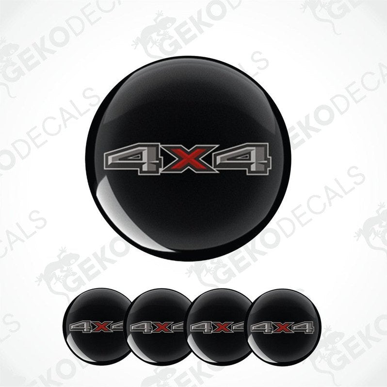 Black 4x4 decal with red accent on a white background