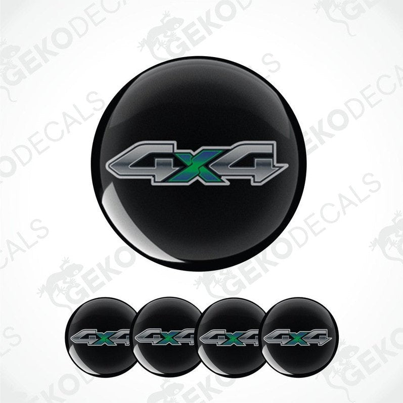 Black 4x4 emblem with metallic finish on a white background