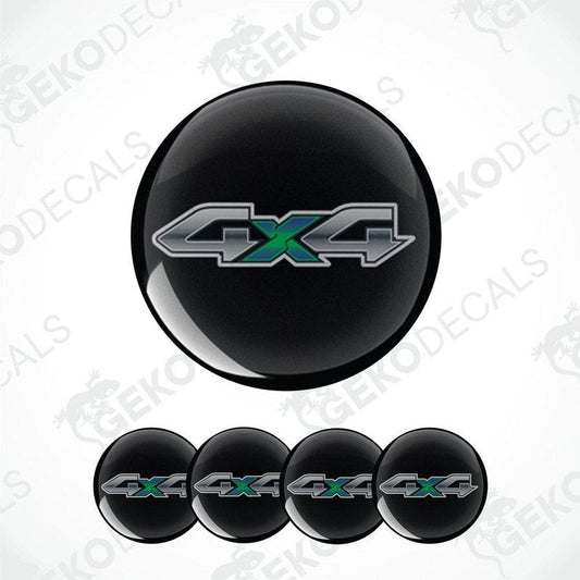 Black 4x4 emblem with metallic finish on a white background