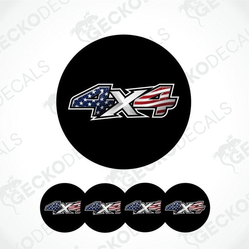 4x4 logo with American flag design on black background