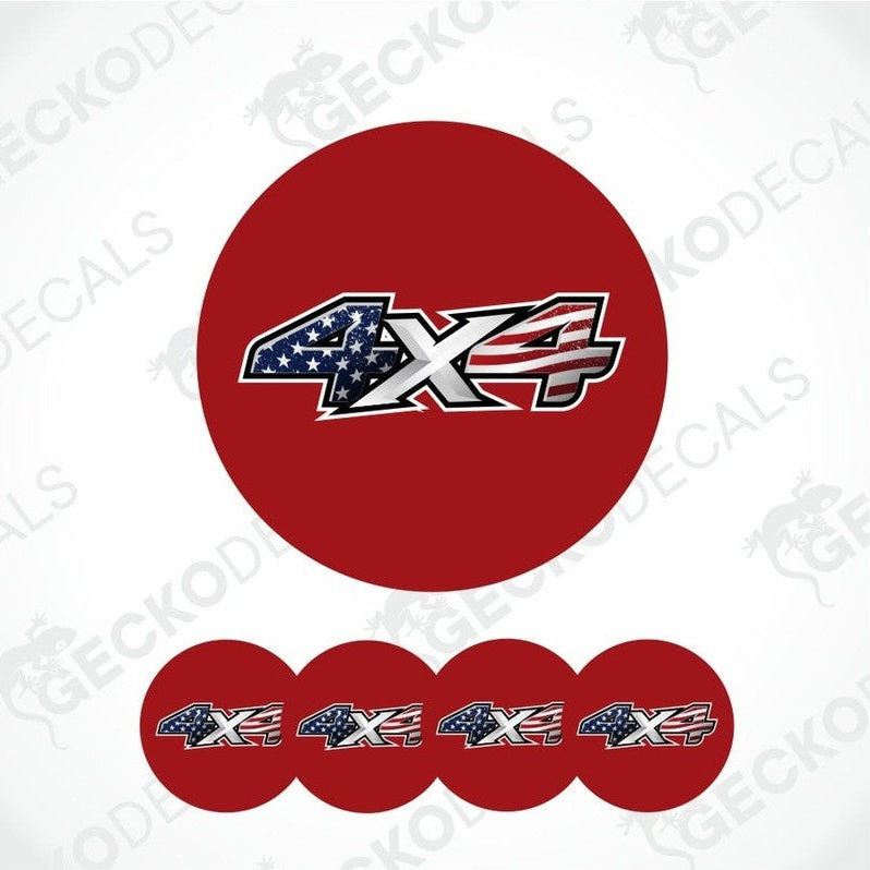 4x4 logo with American flag design on a red circle, repeated below.