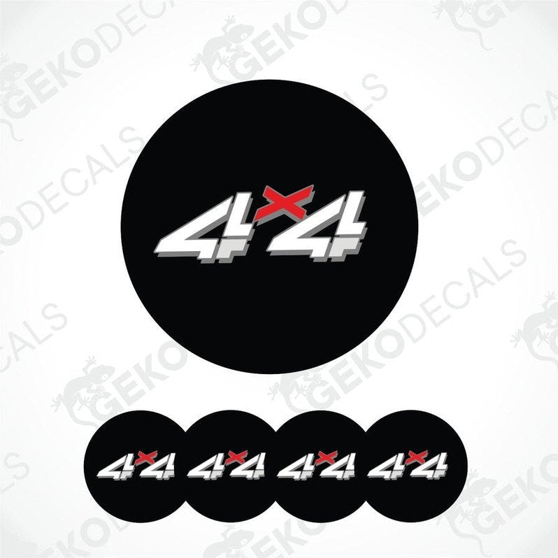 4x4 decal with red cross on a white background
