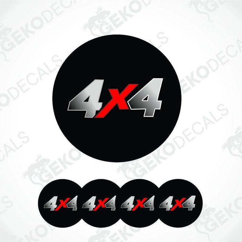 Set of '4x4' decals with black background and red accent.